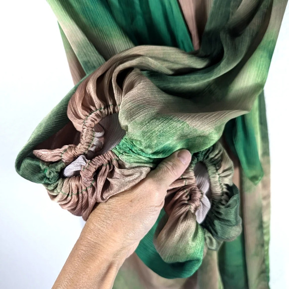 Bailey 44 Cosmic Watercolor Tie Front Mini Dress Green Pink Small - Picture 8 of 11